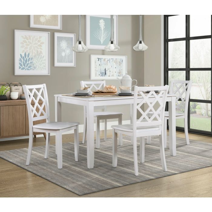 Astoria Collection 5 Pack Dinette Set in White (Table and 4 Chairs)