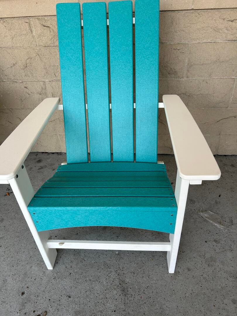 Outdoor Contemporary Adirondack Chair in White/Aruba Blue