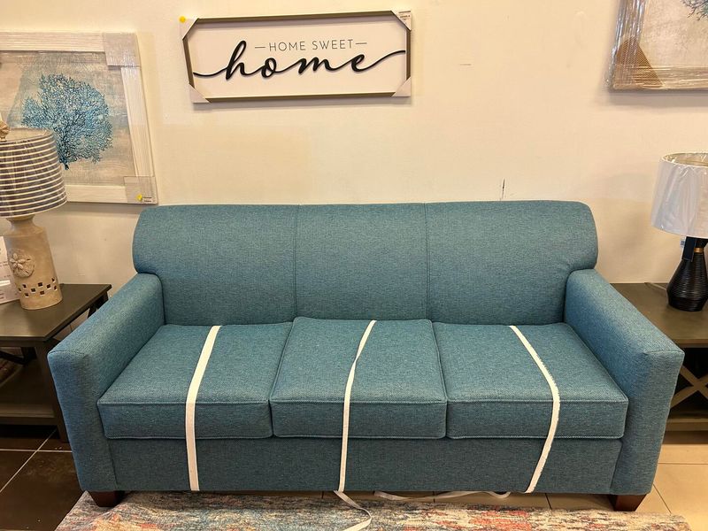 6085 Commercial Queen Sleeper Sofa 3 Cushion Back in Brouhaha Pool 77"L