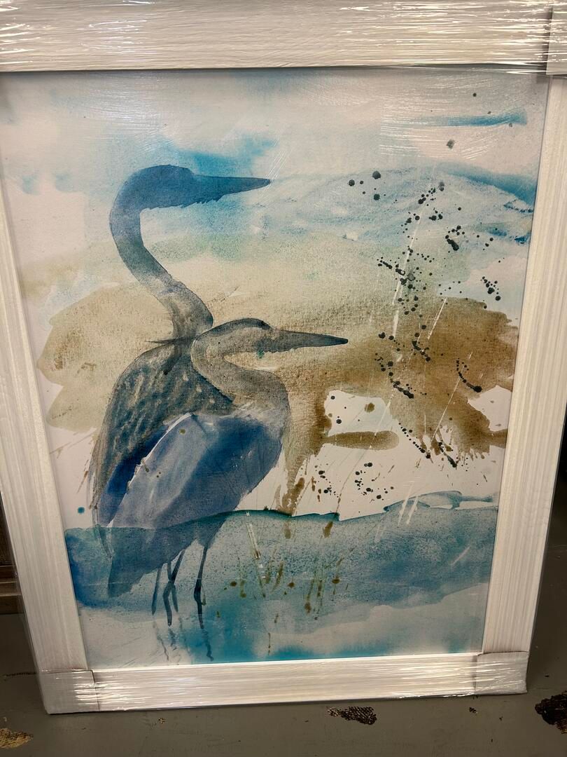 30 x 40 Gel Print Shorebird Silhouettes in Blue