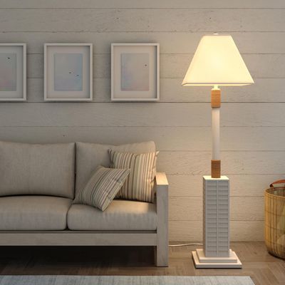 63-Inch White Poly Resin Coastal Shutter Floor Lamp
