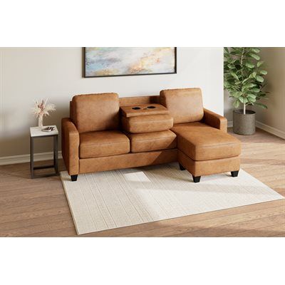 Chofa w/ Drop Down Table USB and USB-C in Saddle PU