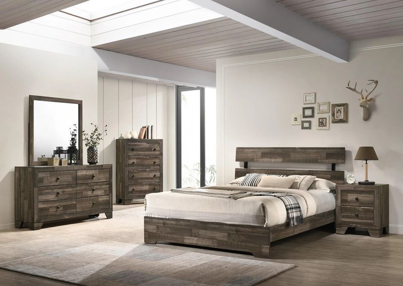 3 Pc. Atticus Bed Set Full in Gray (Full Bed, Dresser, and Nightstand)