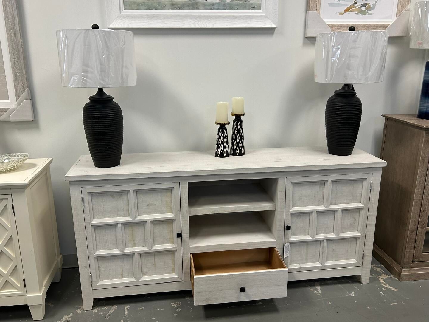 Easton 74&quot; TV Stand Bone 74W x 17.5D x 34H