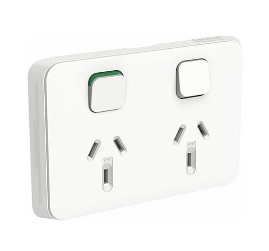 ICONIC DOUBLE GPO 10A VIVID WHITE HORIZONTAL