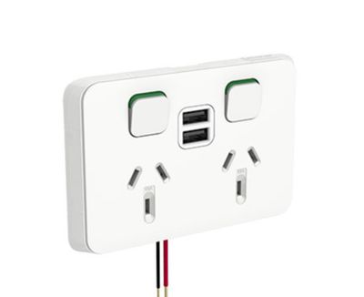 ICONIC DOUBLE GPO 2 X USB VIVID WHITE