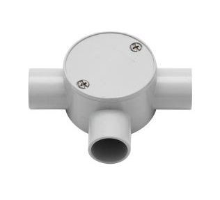 20mm 3-Way Shallow Conduit Junction Box PVC Grey JB20-3S