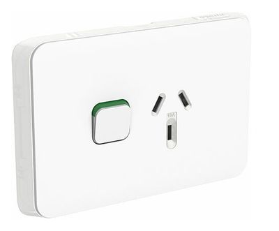 Clipsal Iconic Single GPO powerpoint 10A Horizontal Vivid White 3015-VW