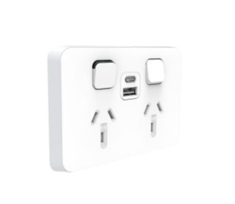 ICONIC DOUBLE GPO W/- TYPE A+C USB CHARGER 3025USBAC-VW