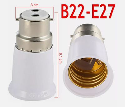 B22 TO E27 SCREW ON CONVERTER ADAPTOR WHITE