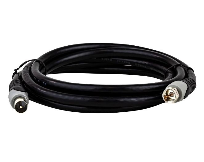 PAL MALE TO F MALE QUAD SHEILD FLYLEAD, 1.8M, STRAIGHT BLACK