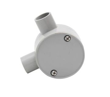 20mm 2-Way Angled Shallow Conduit Junction Box PVC Grey JB20-2AS
