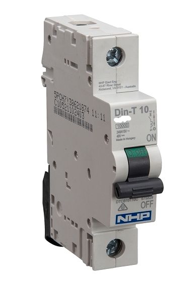 NHP DIN-T 1 POLE CIRCUIT BREAKER 10A C-CURVE 10kA DTCB10110C