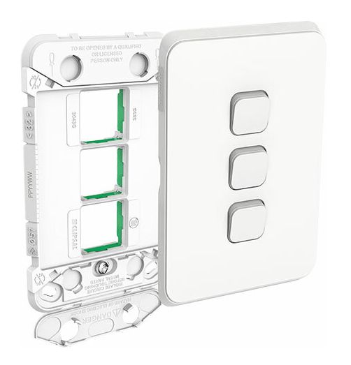 3 GANG GRID PLATE AND SKIN ICONIC VIVID WHITE 3043VH-VW