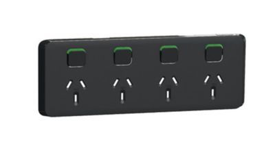 Clipsal Iconic Quad Powerpoint Cover Plate Extra Black 3015-4C-XB