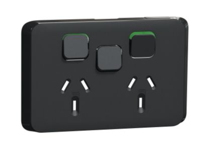 SKIN, TWIN SOCKET HORIZONAL w/- 1EXTRA SWITCH, 10A, 250V, XB