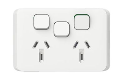 ICONIC DOUBLE GPO EXTRA SWITCH  VIVID WHITE 3025XA-VW