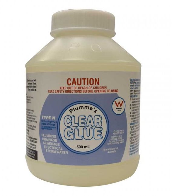 PVC Glue clear solvent cement type N Plummas clear 500ml jar CON7856CC