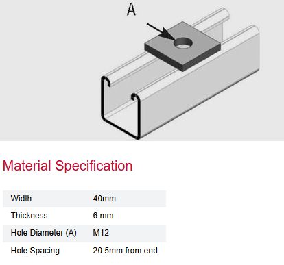 E1064 M12 Flat Plate Fitting HDG