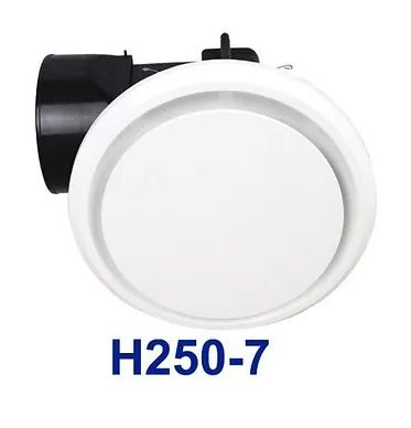 Round Bathroom Ducted Exhaust Fan with Plug White Ø190mm Cutout H250-7