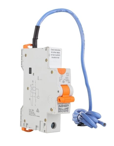 1 POLE RCBO 10A 6KA  NHP MOD6 WITH PIGTAIL