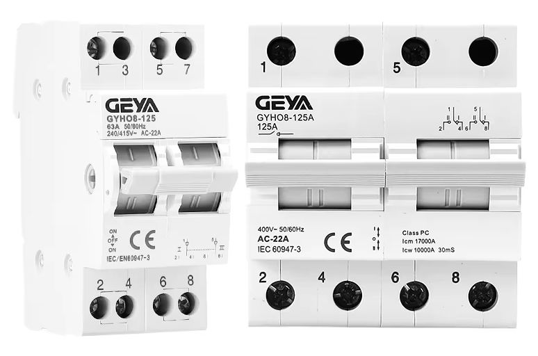 MANUAL CHANGEOVER SWITCH DIN RAIL MOUNT TWO 2 PHASE 2 POLE 63A