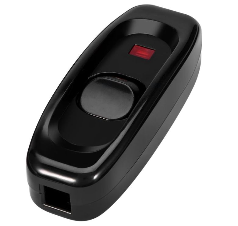 IN-LINE CORD SWITCH BLACK 10A WITH INDICATOR LIGHT