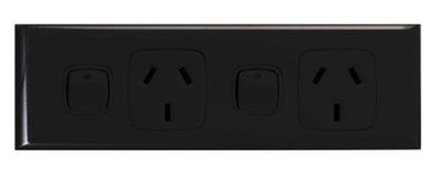 ARCHITRAVE DOUBLE GPO SKIRT MOUNT BLACK XL SERIES XL792BBL