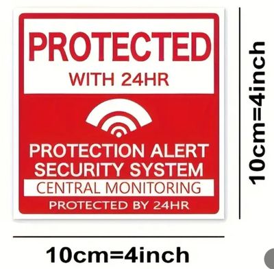 PROTECTED WITH 24HR CCTV ALARM SECURITY STICKER