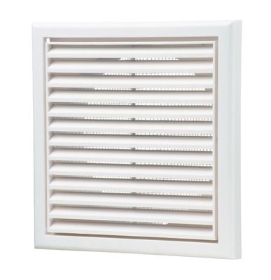 125mm Fixed Grille Externally Mounted with Louvre – White