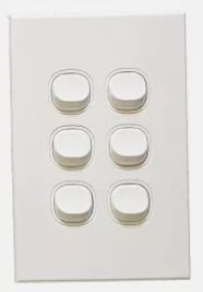ORLY 6 GANG SLIMLINE SWITCH WITH PLATE WHITE 10A