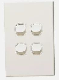 ORLY 4 GANG SLIMLINE SWITCH WITH PLATE WHITE 10A
