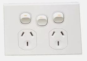 ORLY DOUBLE GPO WITH EXTRA SWITCH SLIMLINE WHITE 10A DPWSO10