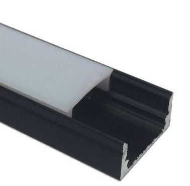 ALUMINIUM EXTRUSION FOR LED STRIP 13mm X 7mm X 4M LONG BLACK
