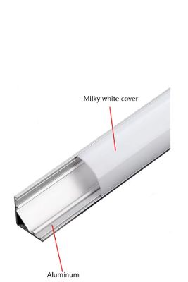 Aluminium Extrusion Profile 45° Degree for LED Strip 19mm x 19mm x 3m long Silver