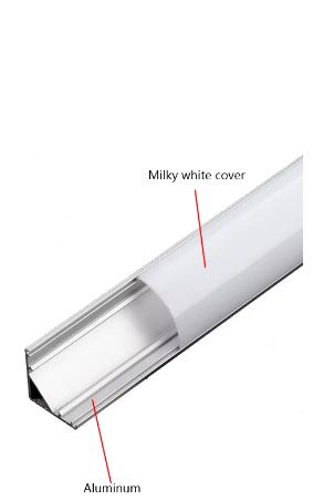 ALUMINIUM EXTRUSION 45 DEGREE FOR LED STRIP 19mm X 19mm X 4M LONG SILVER