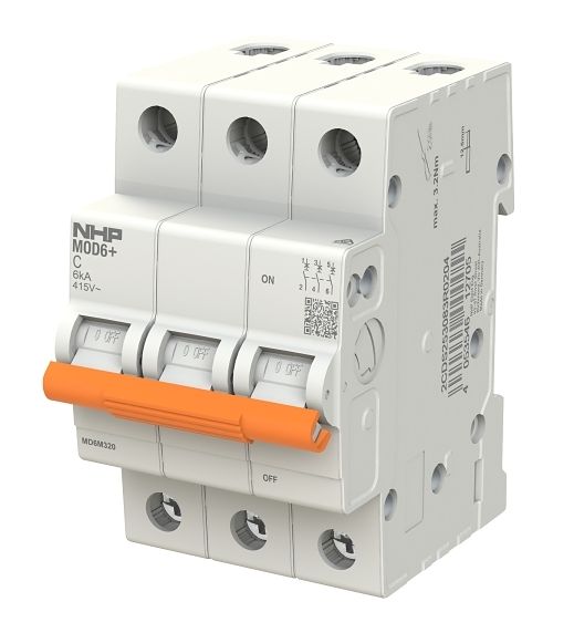 NHP MOD6+ MCB 6kA 3 Pole 20A C Curve MD6M320