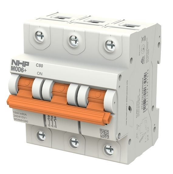 NHP MOD6+ MCB 10kA 3 Pole 100A C Curve MD6MH3100