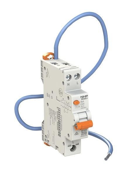 NHP MOD6+ RCBO 6kA 1 Pole and Switched N 6A C Curve 30mA Type A (Pigtail) MD6RS0630A