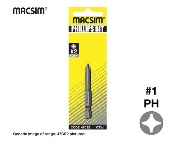 PHILLIPS BIT NO.1 x 50MM MAGNETISED