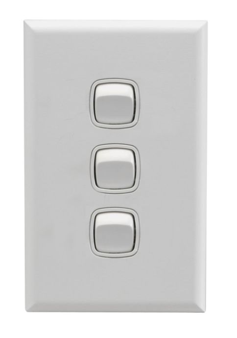 HPM EXCEL XL770/3WE WHITE VERTICAL 3 GANG SWITCH