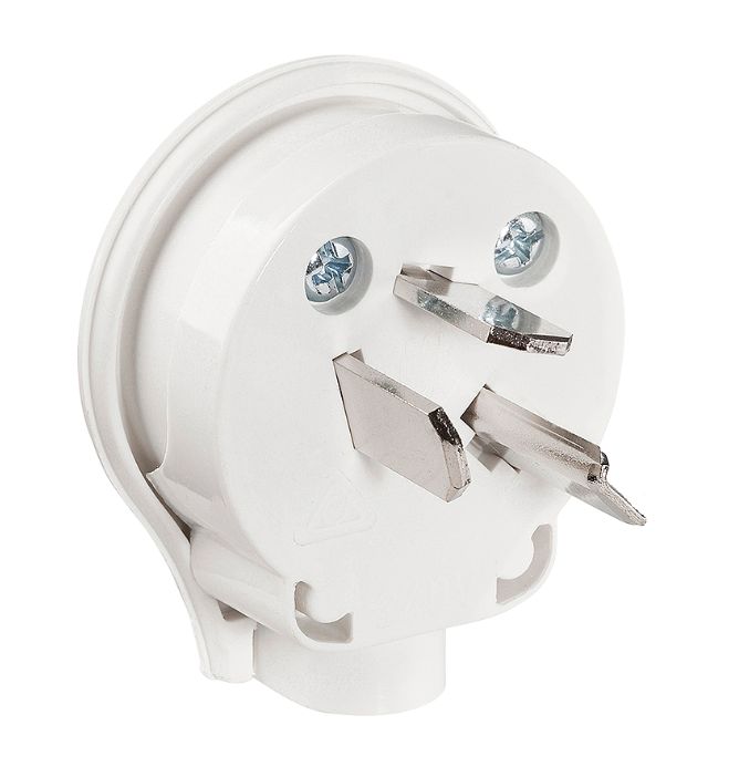 HPM EXCEL 25A SIDE ENTRY PLUG WHATE WITH L SHAPE EARTH PIN 106/5WE