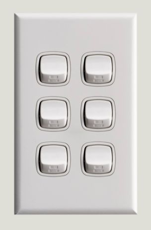 HPM EXCEL XL770/6WE XLP770/6WE WHITE VERTICAL 6 GANG SWITCH