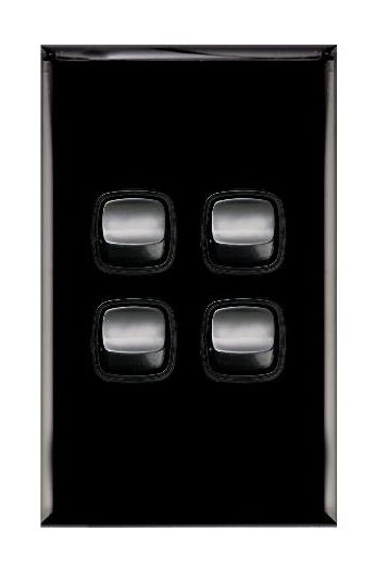 HPM EXCEL XL770/4BL BLACK VERTICAL 4 GANG SWITCH