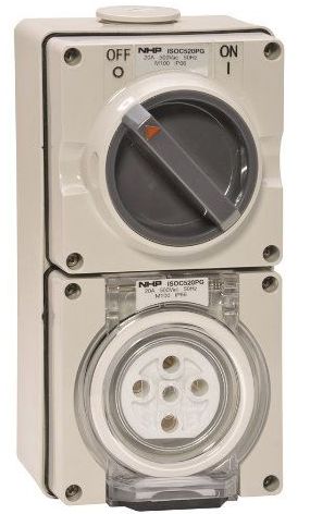 5 PIN 10A COMBINATION SWITCHED SOCKET OUTLET IP66