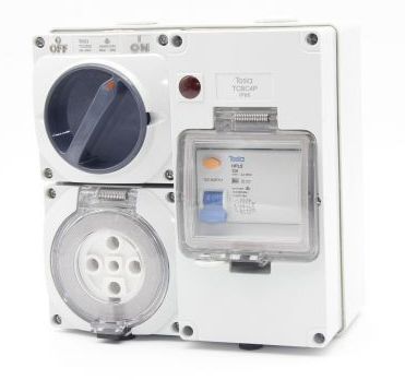 5 PIN 20A SWITCHED OUTLET RCD PROTECTED 4 MODULE GREY TCO520RCD