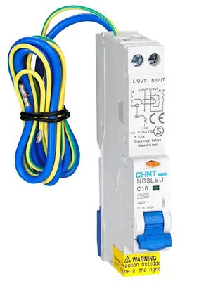 1 POLE 16A RCBO 1P+N 30mA C CURVE 10KA TYPE A WITH TAIL CHASSIS NB3LEU 208039