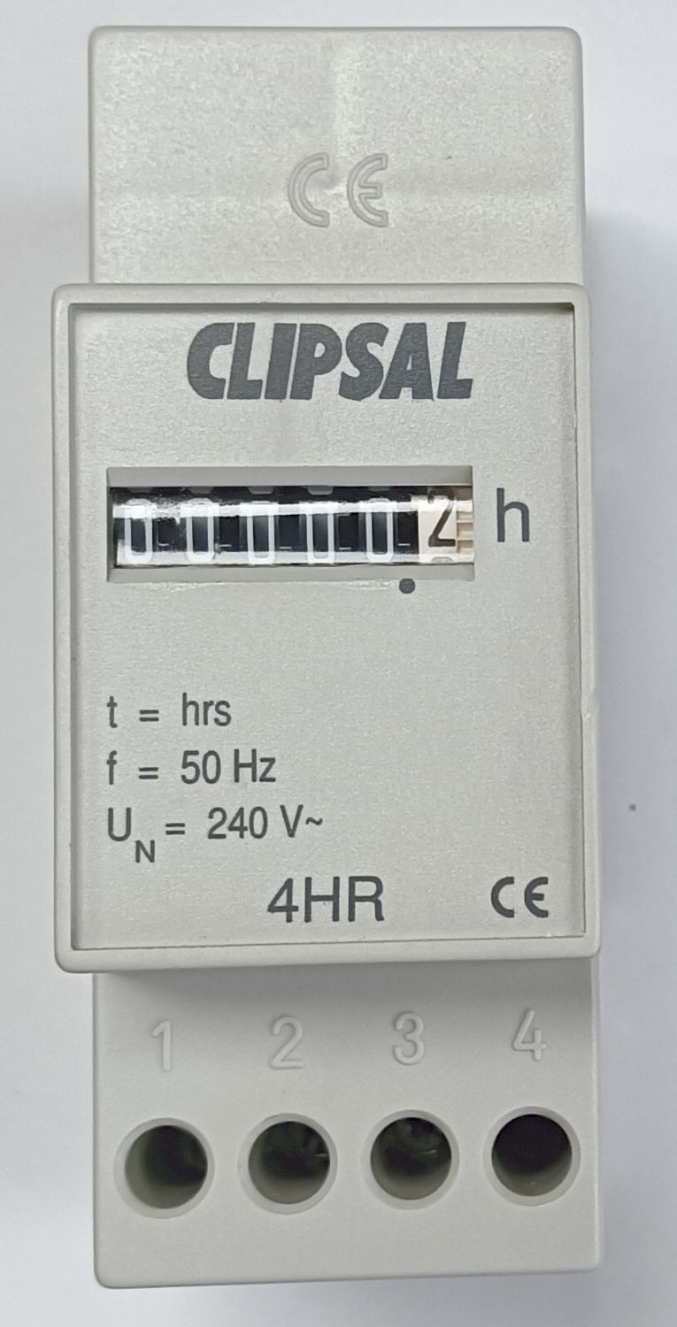 CLIPSAL HOUR METER DIN MOUNT 6 DIGIT 15A 4HR