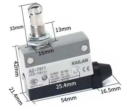 ROLLER PLUNGER LIMIT SWITCH 10A 12-230VAC/DC 1NO 1NC AZ-7311