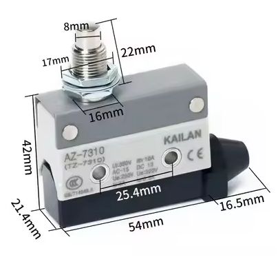 SIDE WAY PUSH PLUNGER LIMIT SWITCH 10A 12-230VAC/DC 1NO 1NC AZ-7310